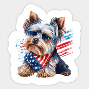 4th of July Yorkshire Terrier #2 Sticker